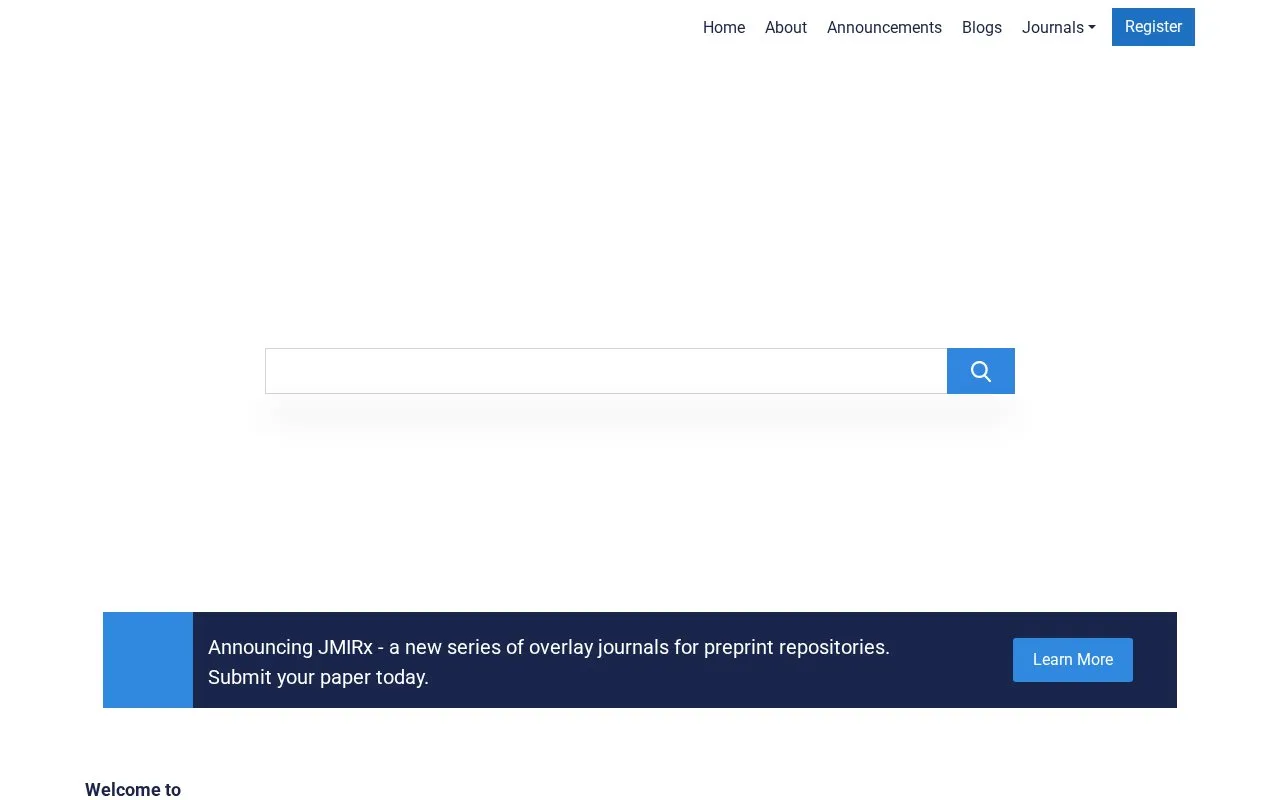 JMIR Publications homepage screenshot