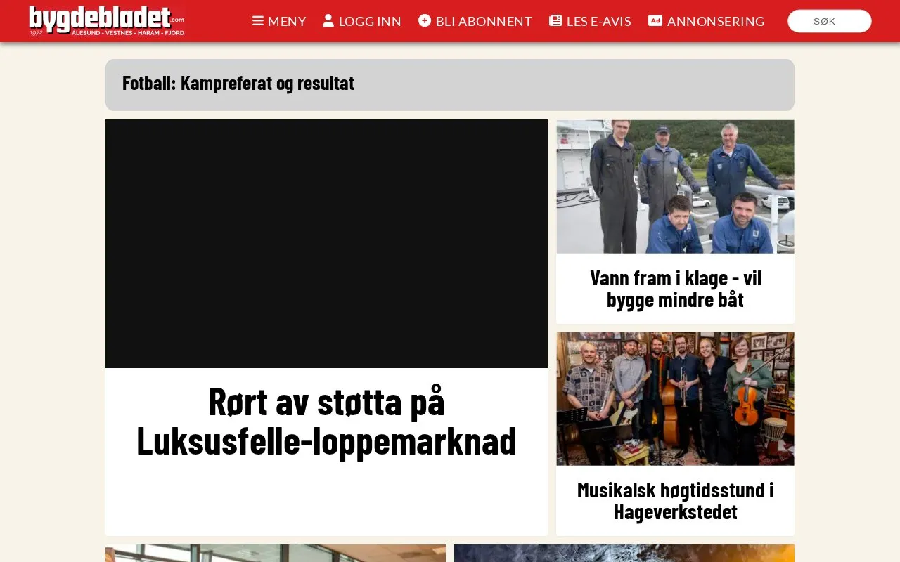 Bygdebladet homepage screenshot