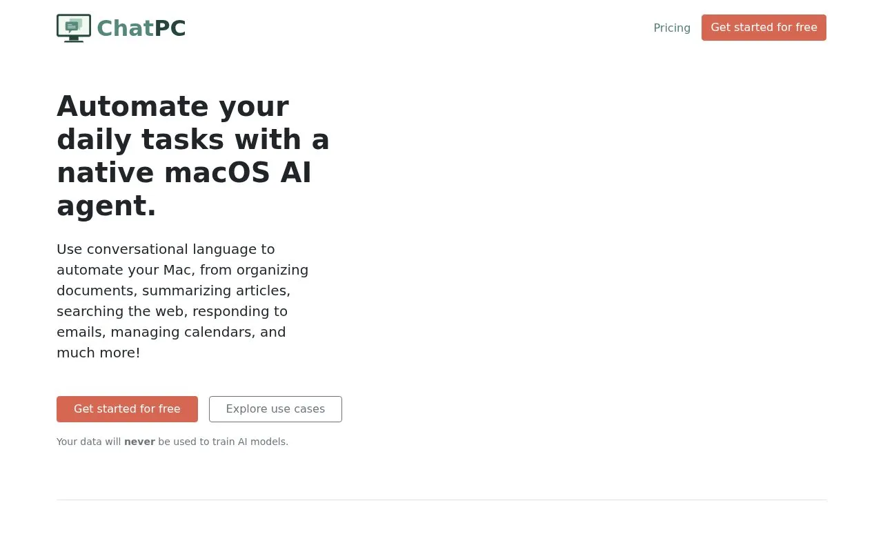 ChatPC homepage screenshot