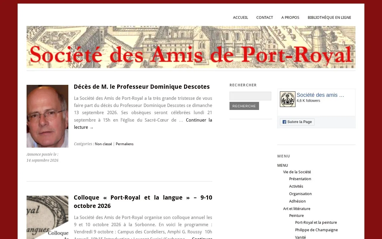Chroniques de Port-Royal homepage screenshot