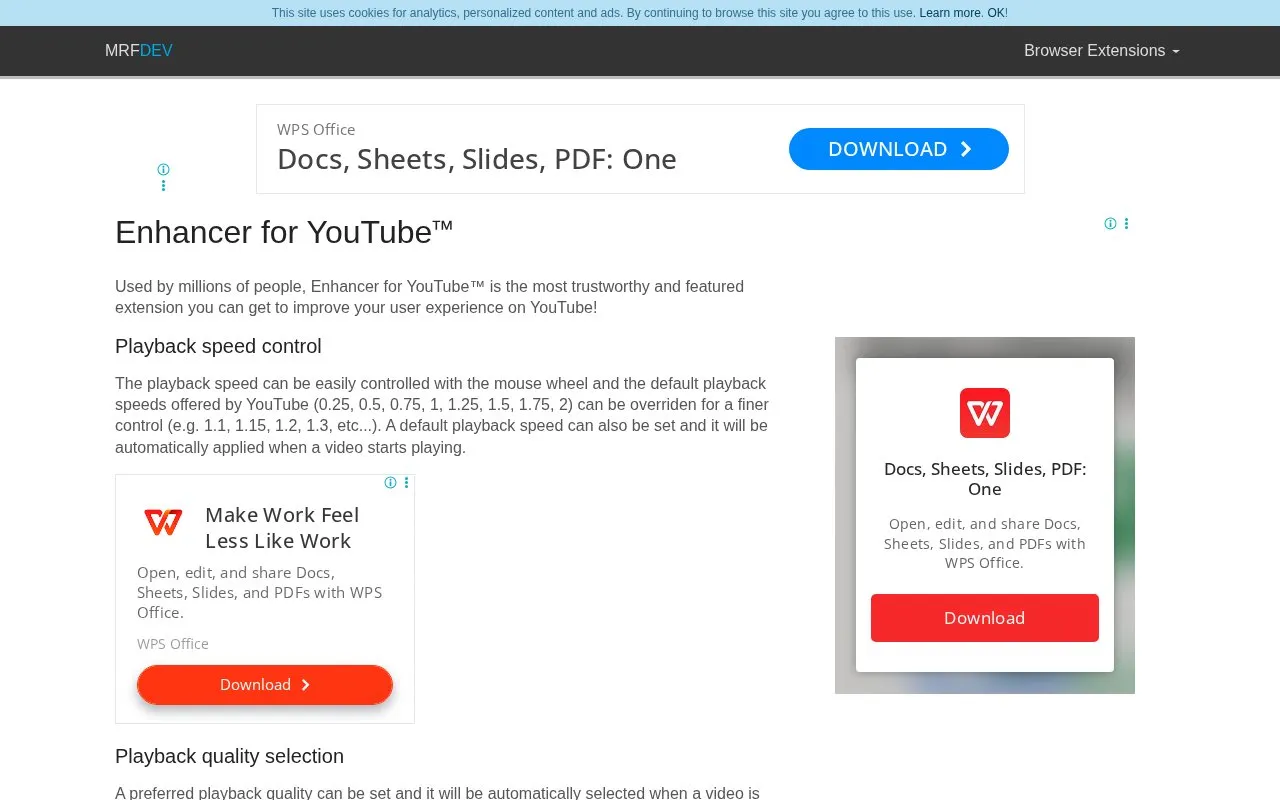 Enhancer for YT homepage screenshot