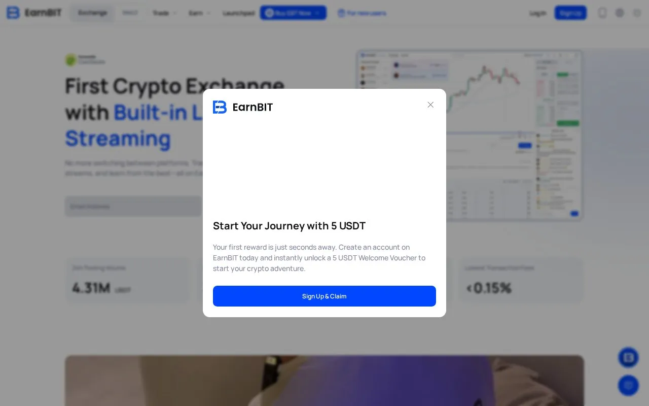 EarnBIT homepage screenshot