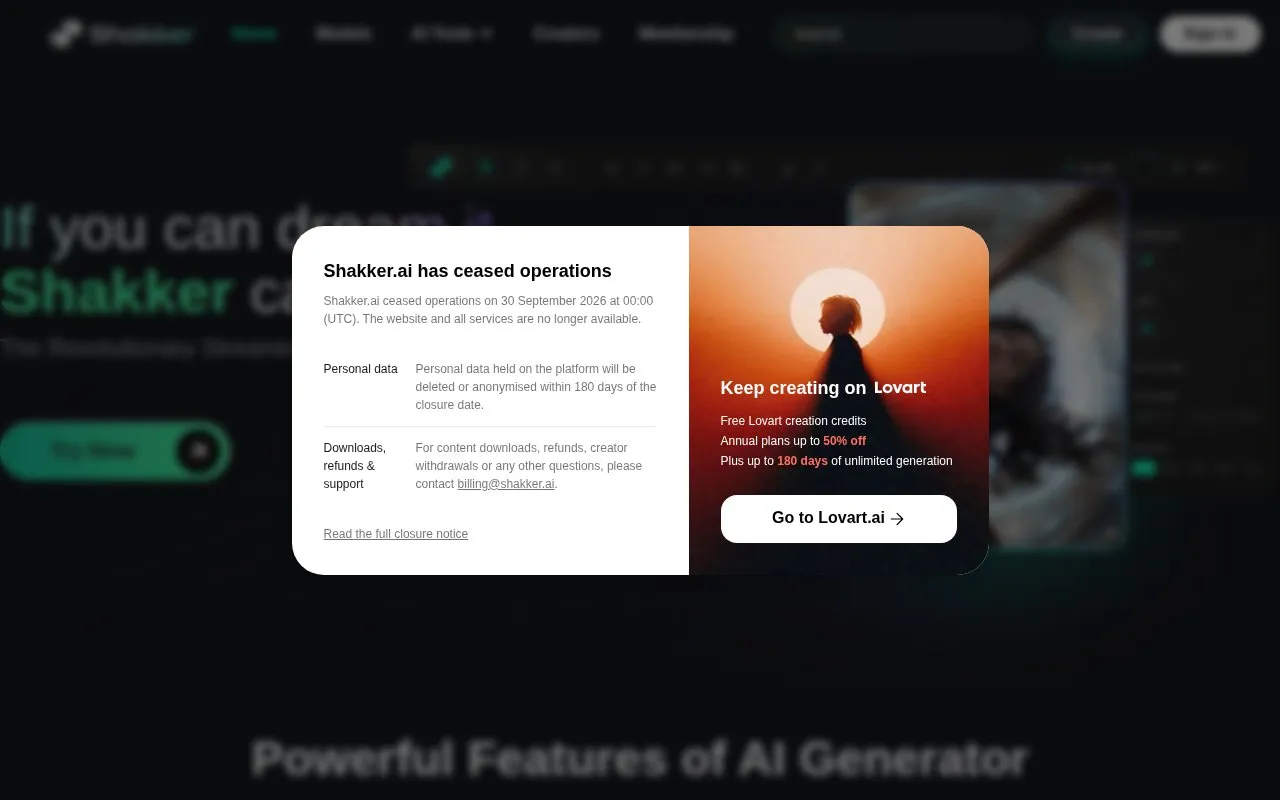 Shakker homepage screenshot