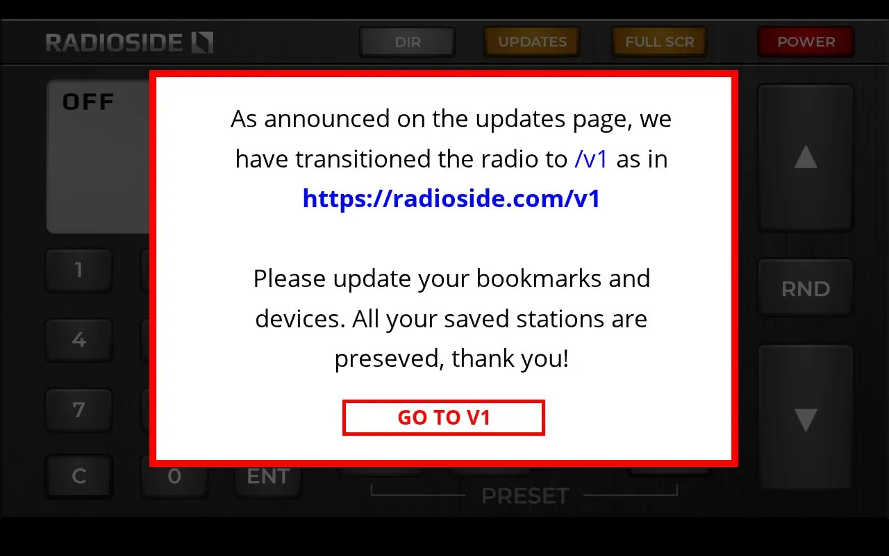 RadioSide homepage screenshot
