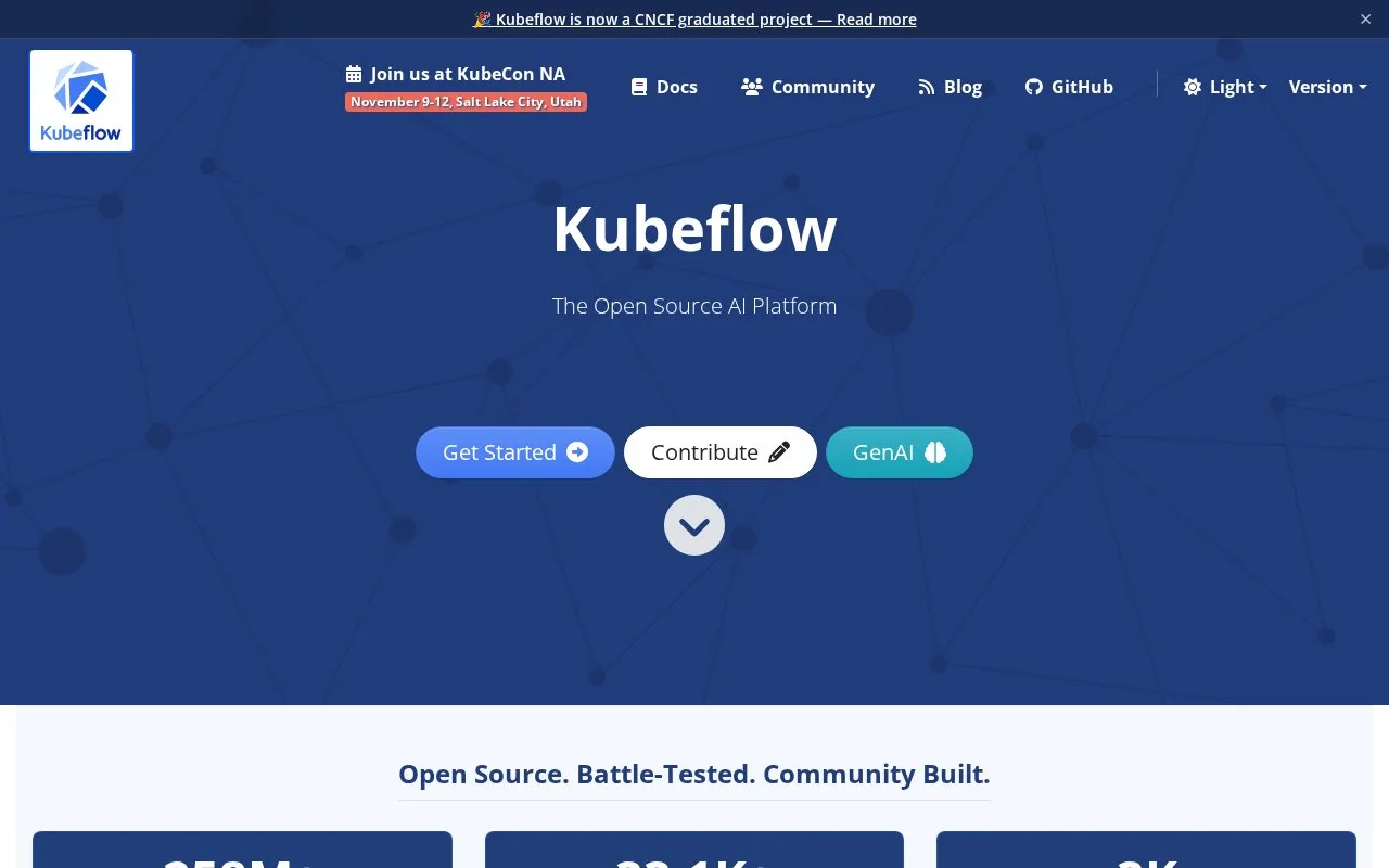 Kubeflow homepage screenshot