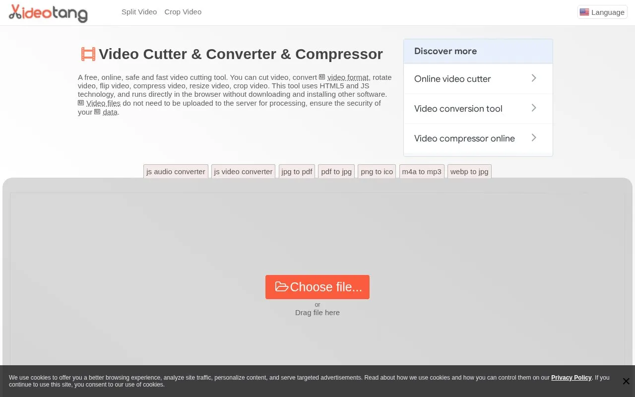 Video Cutter homepage screenshot