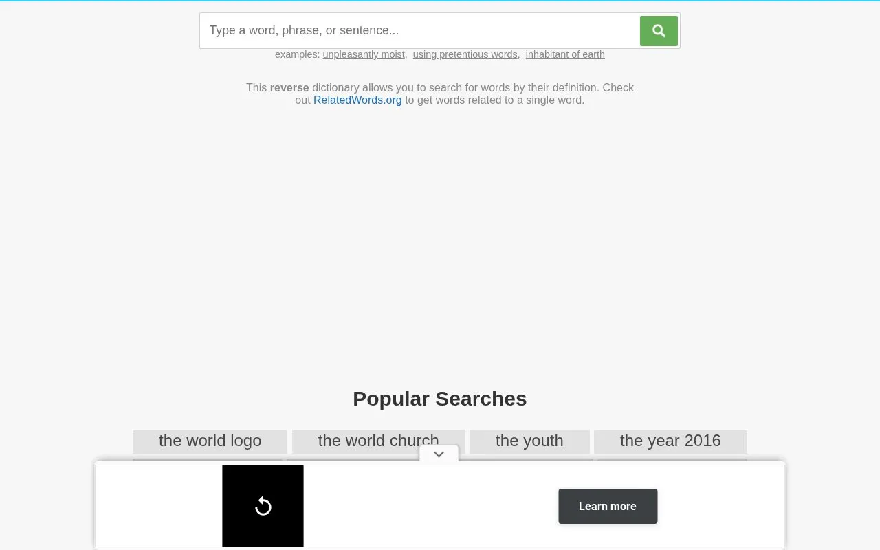 ReverseDictionary homepage screenshot