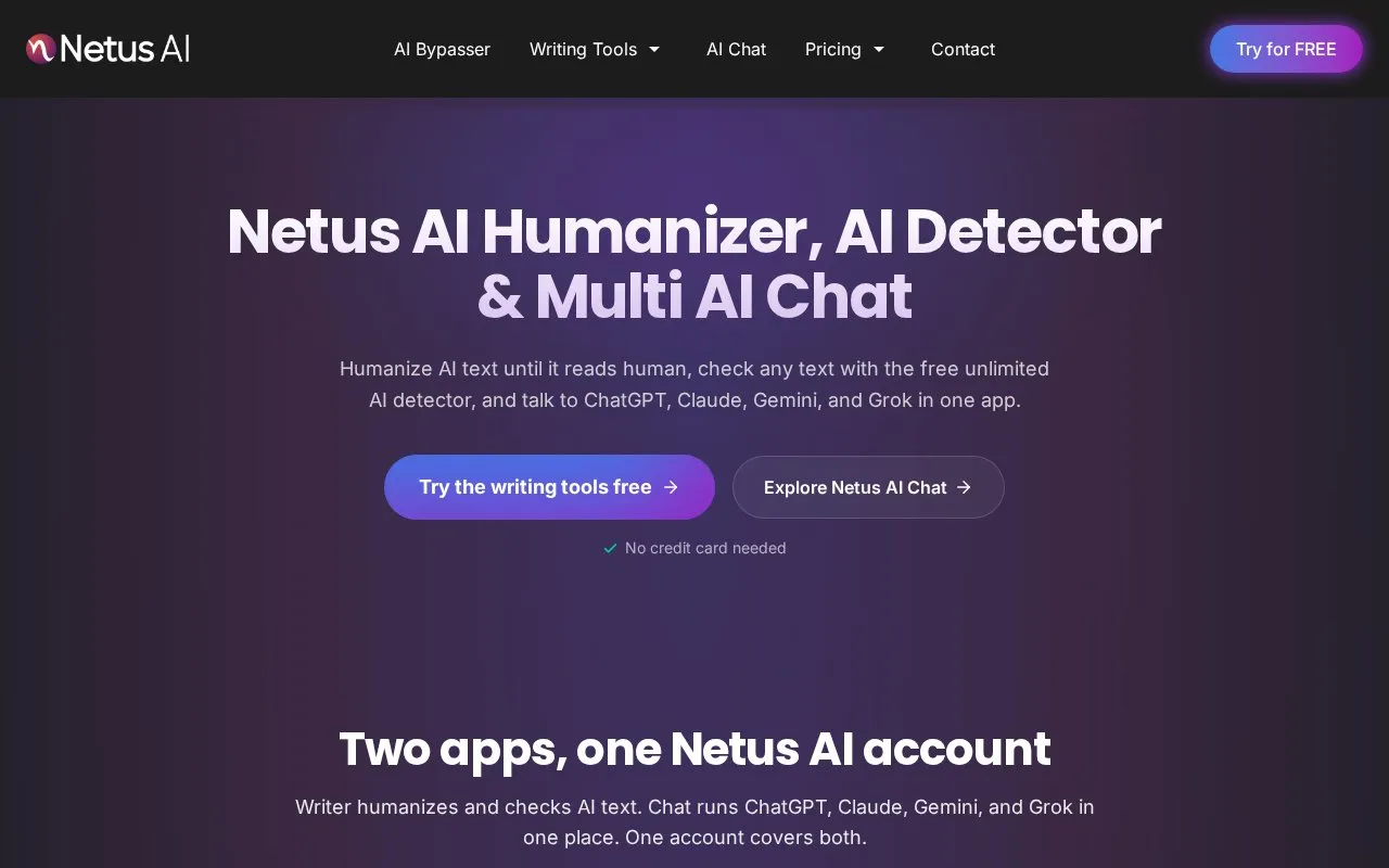 Netus AI homepage screenshot