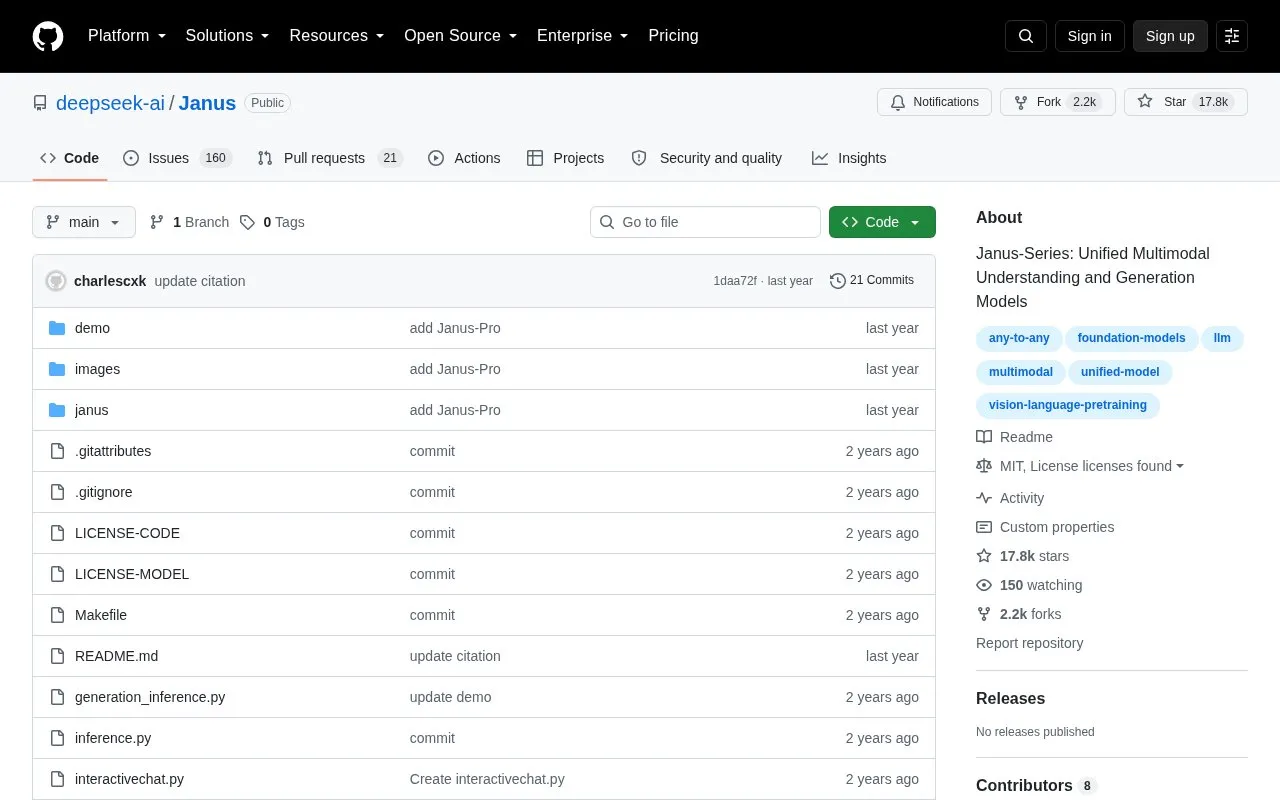 Janus / Janus-Pro homepage screenshot
