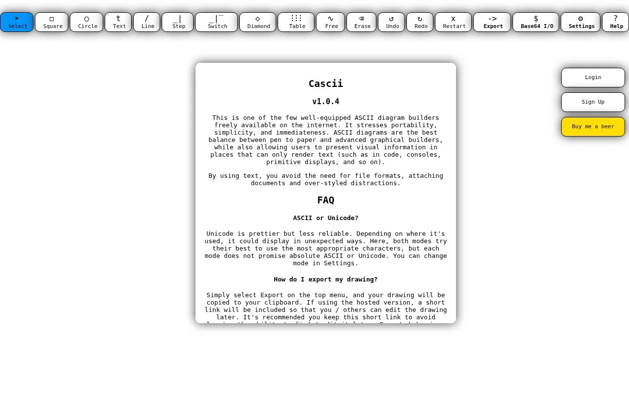 Cascii homepage screenshot