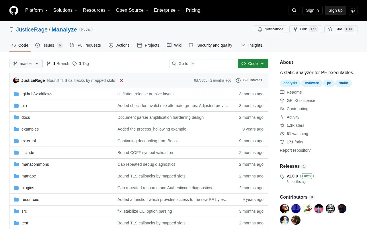 Manalyze homepage screenshot