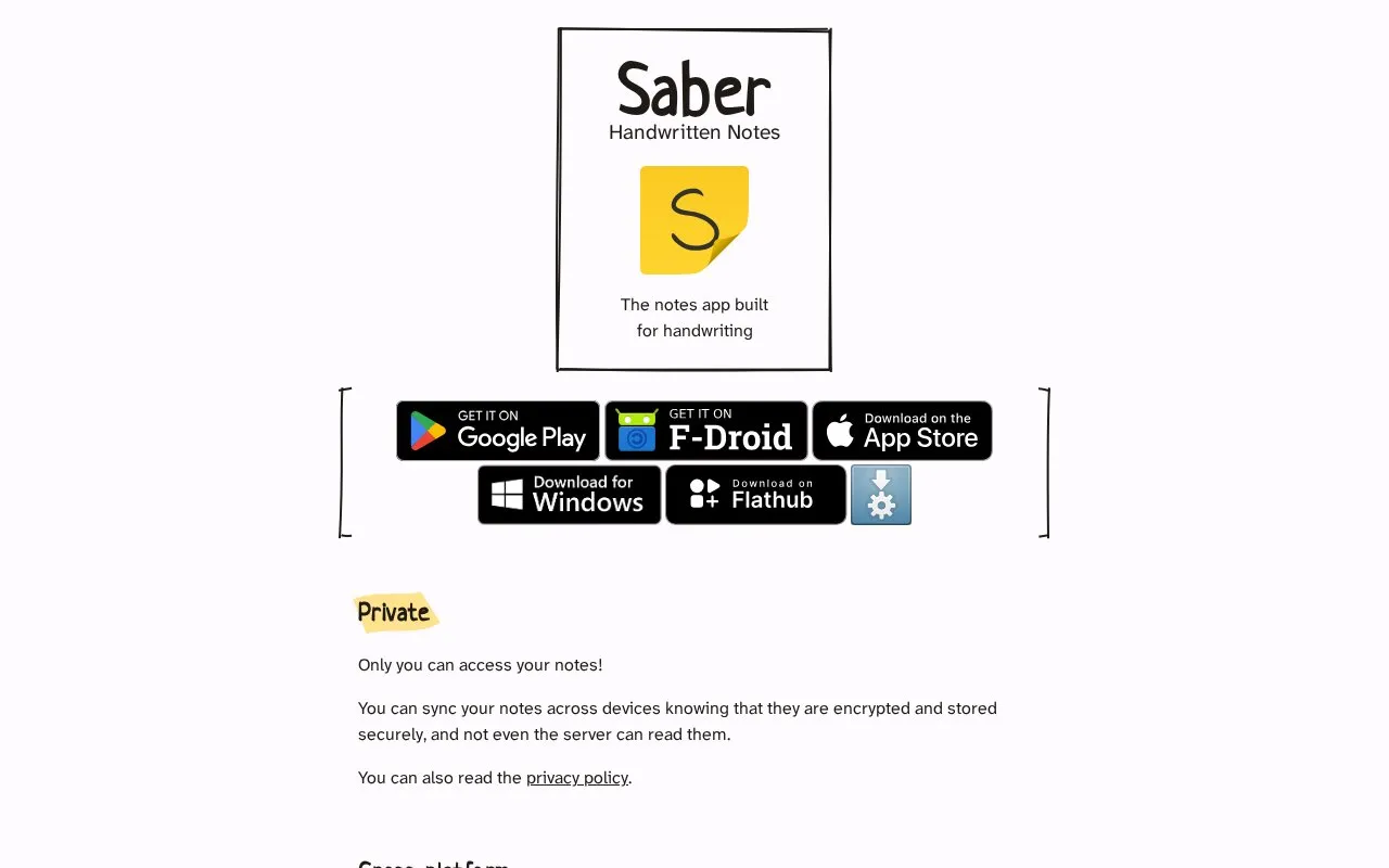 Saber homepage screenshot