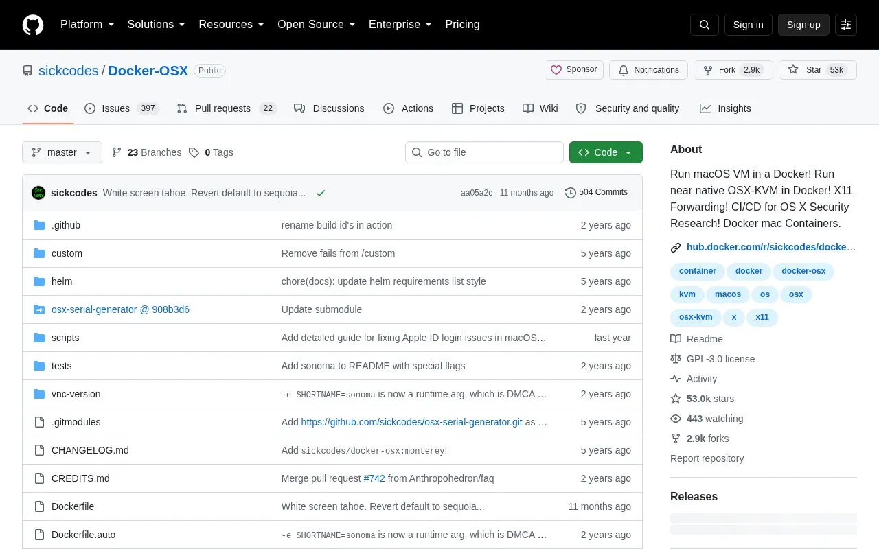 Docker OSX homepage screenshot