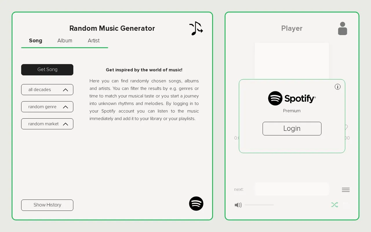 Random Music Generator homepage screenshot