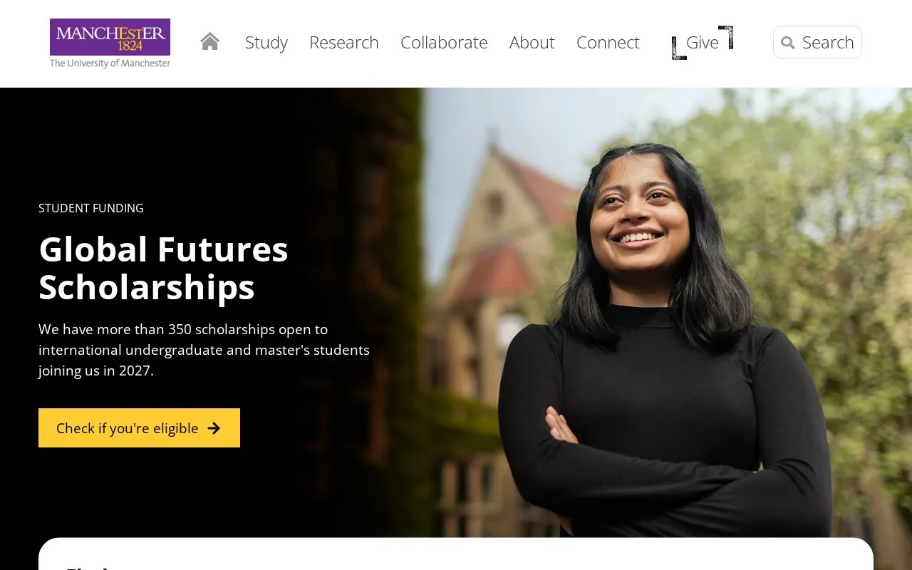 The University of Manchester homepage screenshot
