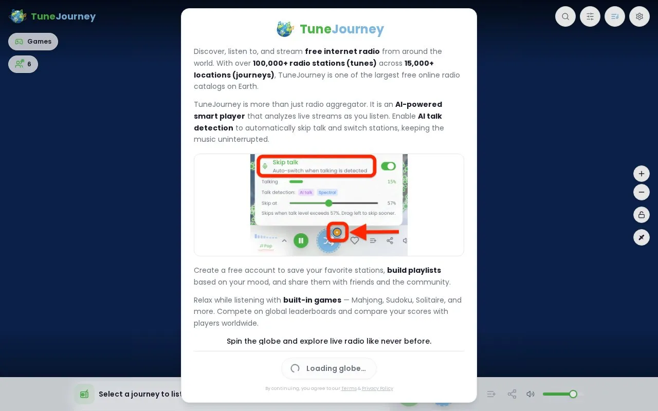TuneJourney homepage screenshot