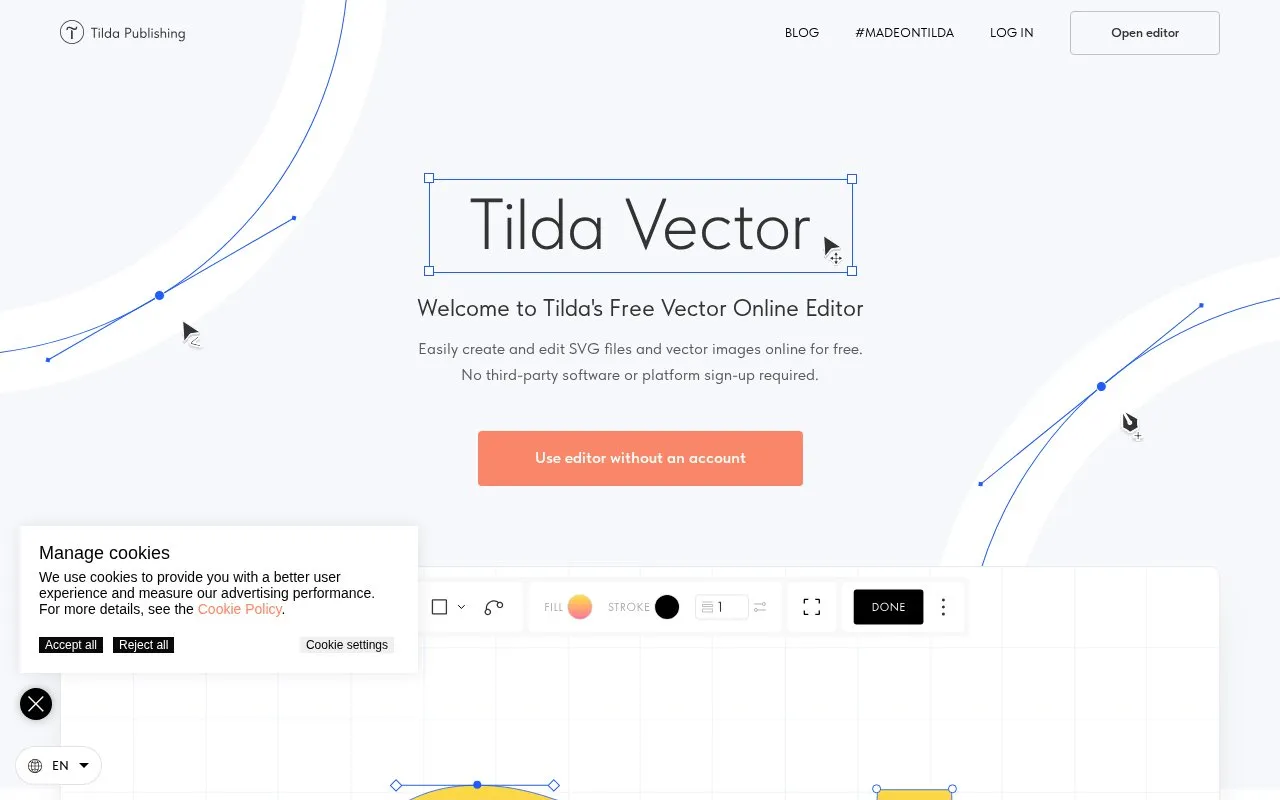 Tilda homepage screenshot