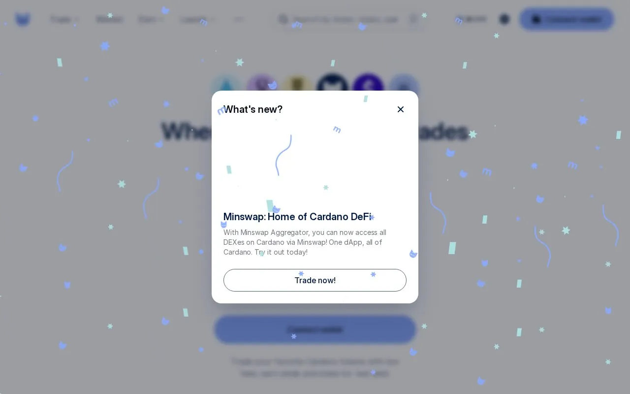 Minswap DEX homepage screenshot