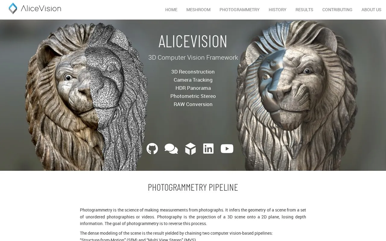 AliceVision homepage screenshot