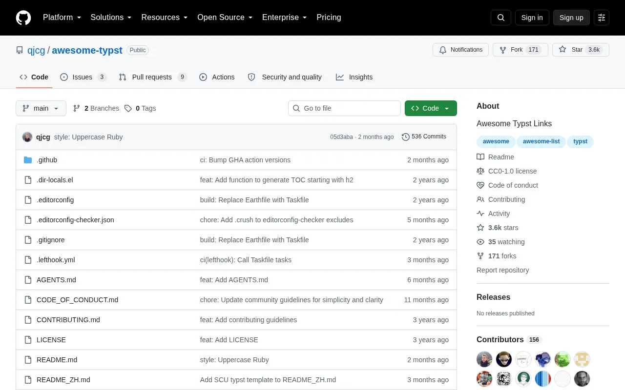 Awesome Typst homepage screenshot