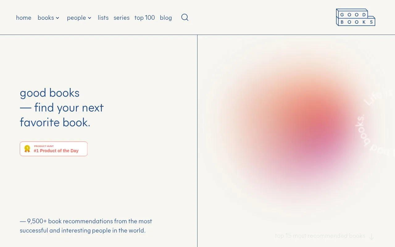 GoodBooks homepage screenshot