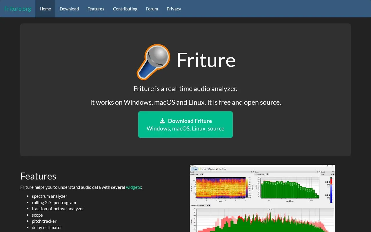 Friture homepage screenshot