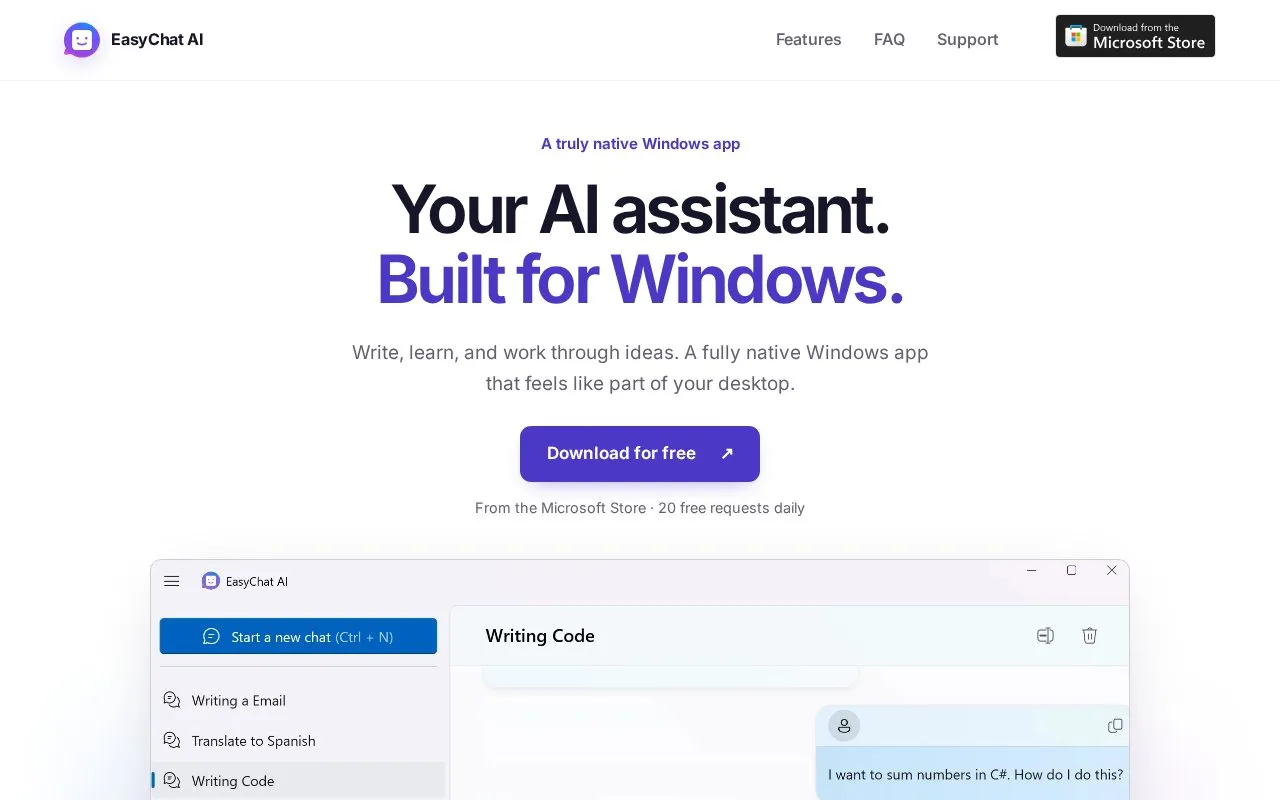EasyChat AI homepage screenshot