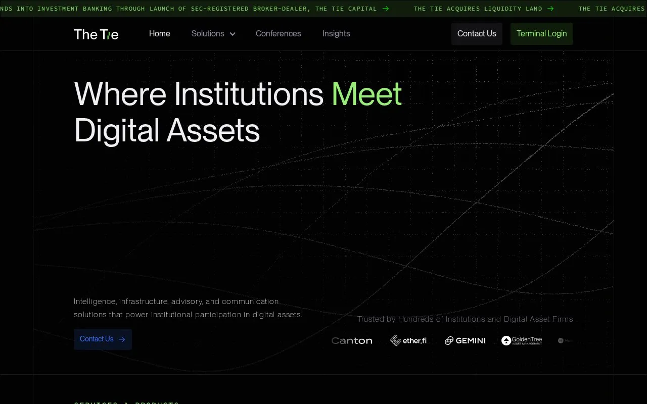 The Tie homepage screenshot