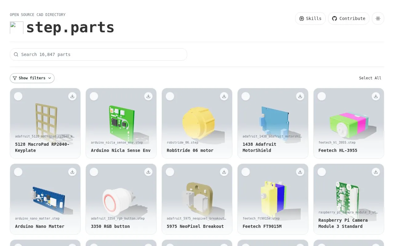 step.parts homepage screenshot