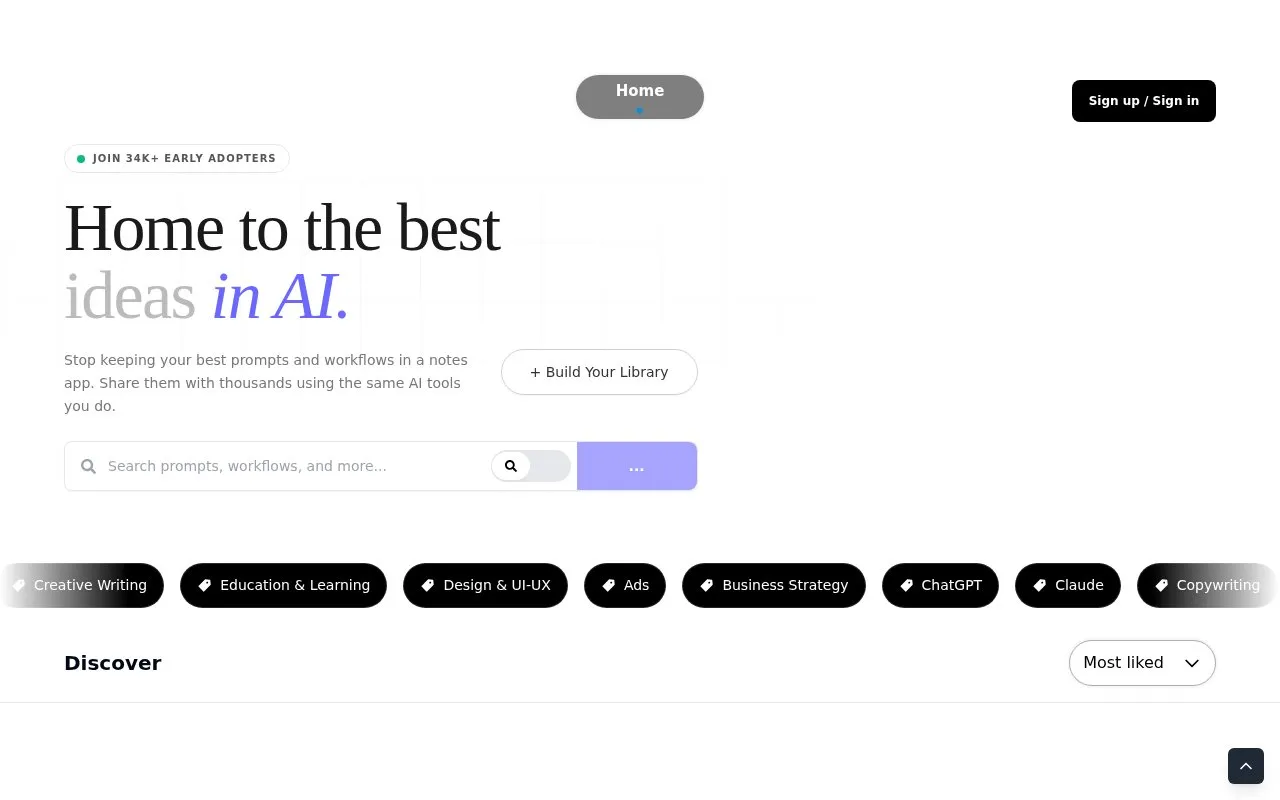 Promptly homepage screenshot