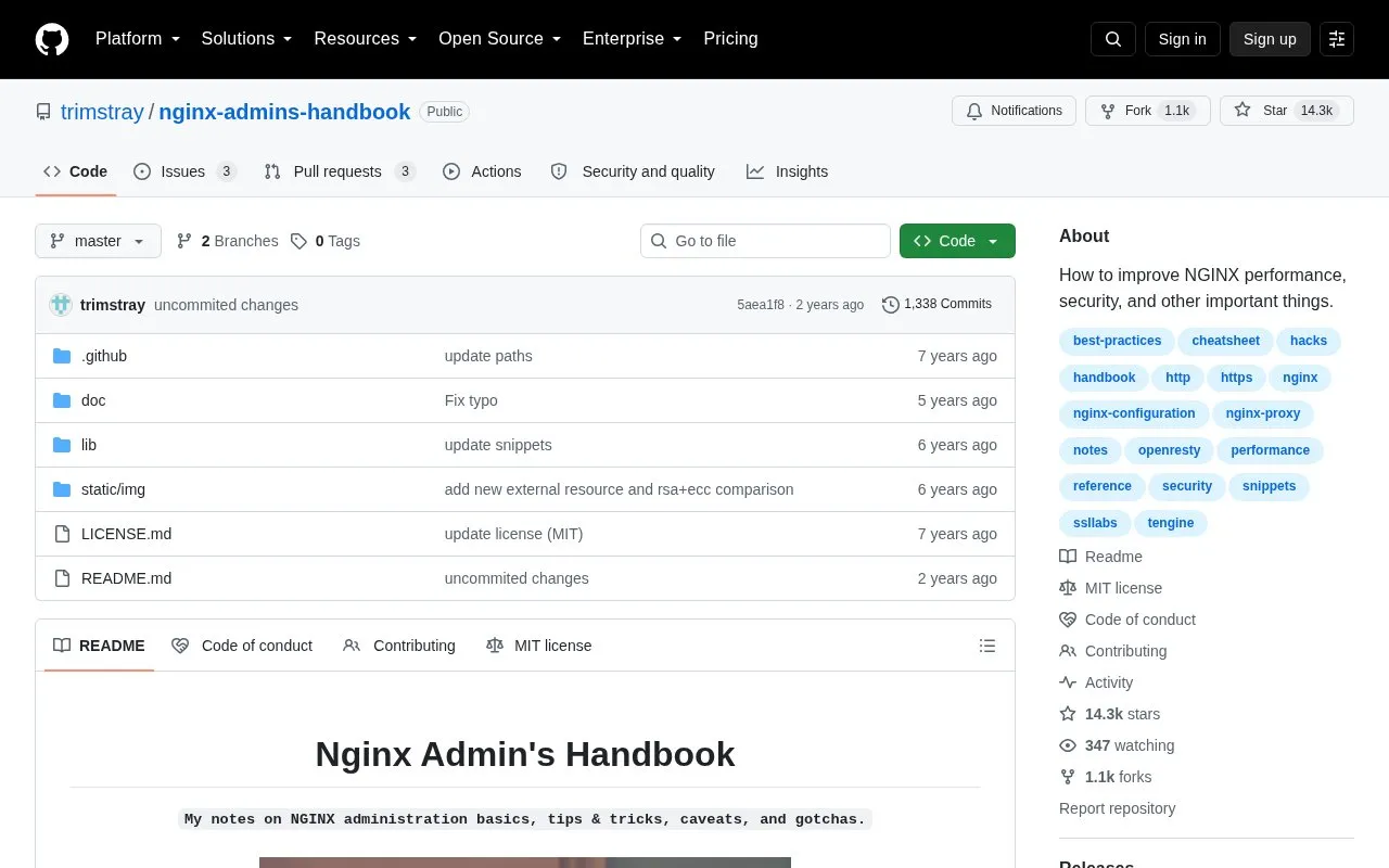 Nginx-Admins-Handbook homepage screenshot