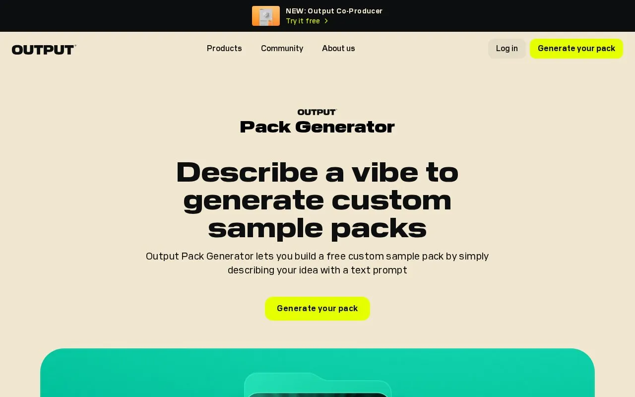 Pack Generator homepage screenshot