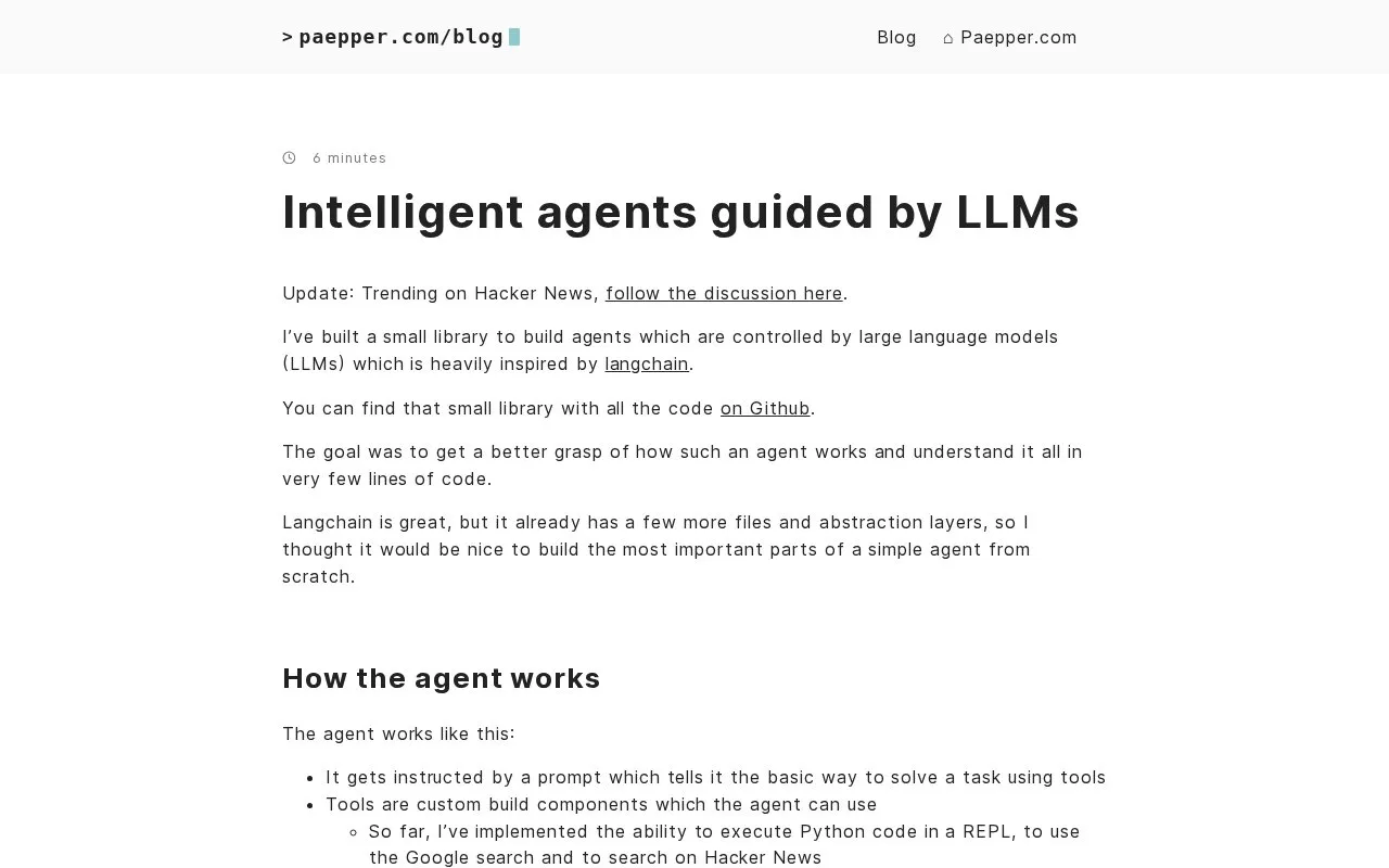 Blog homepage screenshot