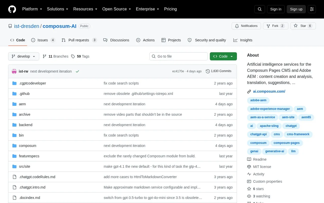 Composum AI homepage screenshot
