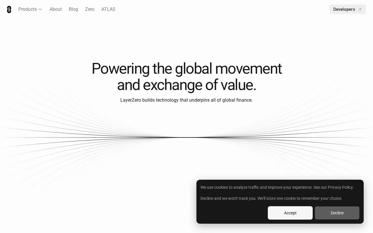 LayerZero V2 homepage screenshot