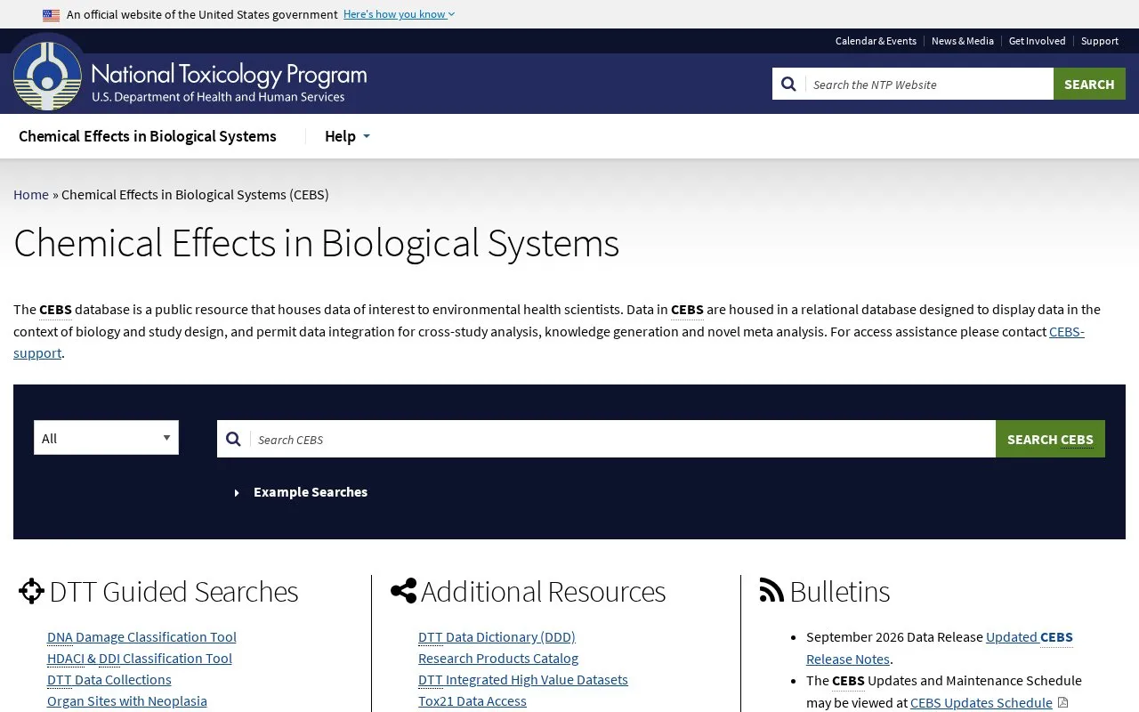 Chemical Effects in Biological Systems homepage screenshot