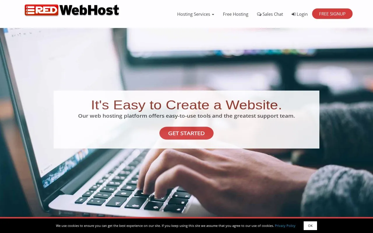 Redwebhost.com homepage screenshot