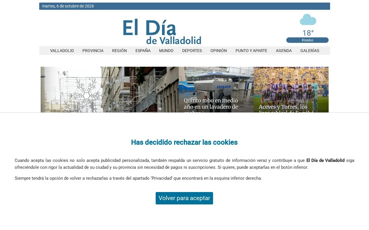 El Día de Valladolid homepage screenshot