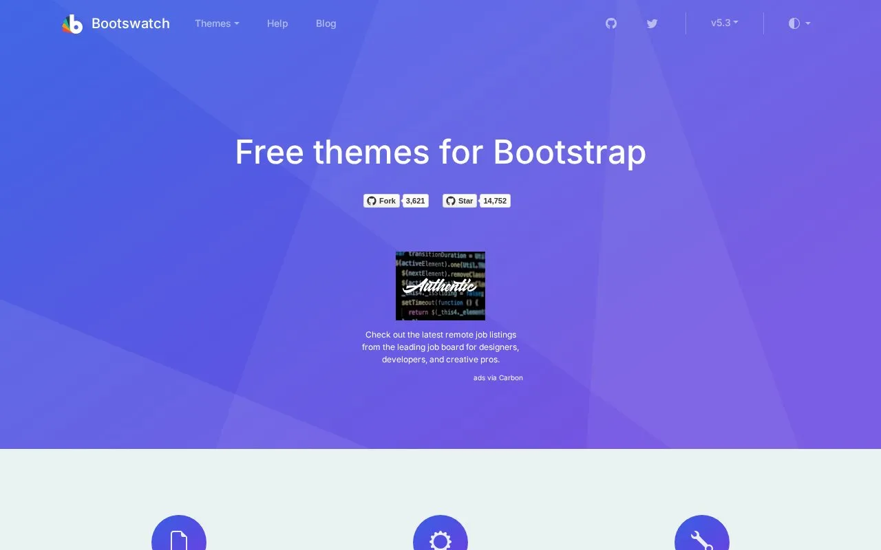Templates homepage screenshot