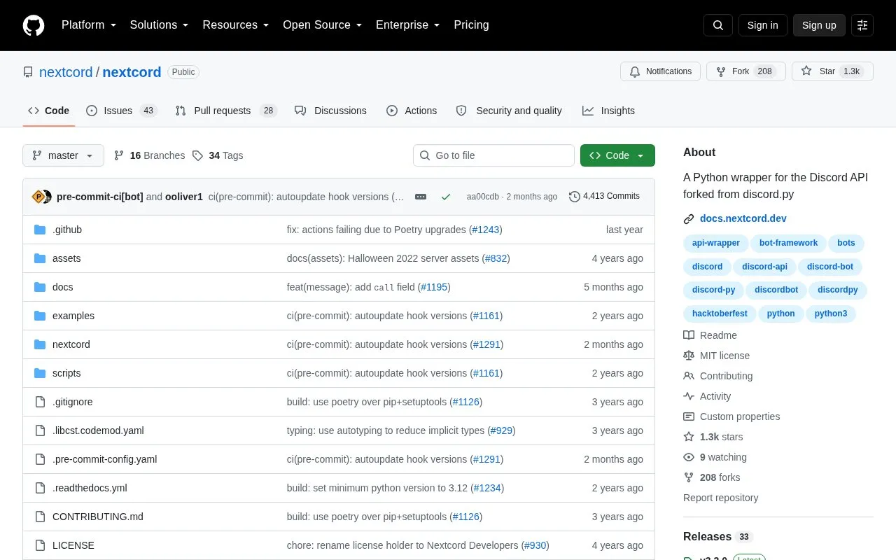 nextcord homepage screenshot