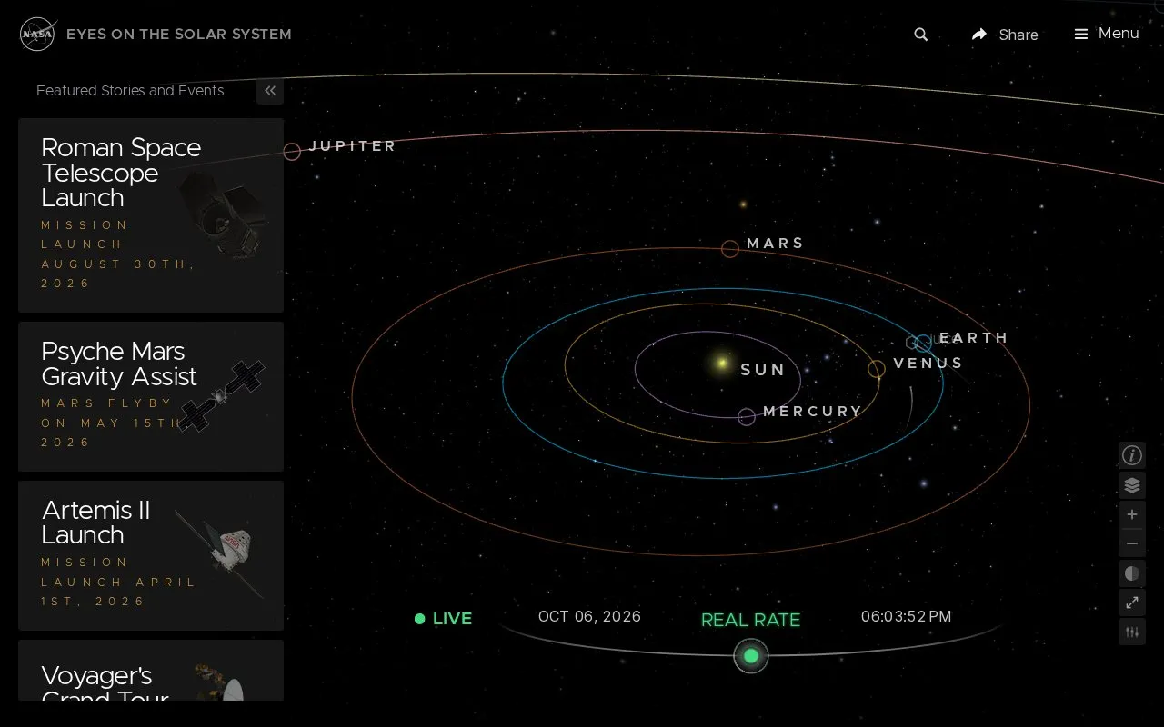 Solar System homepage screenshot