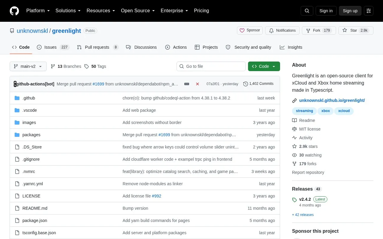 Greenlight homepage screenshot