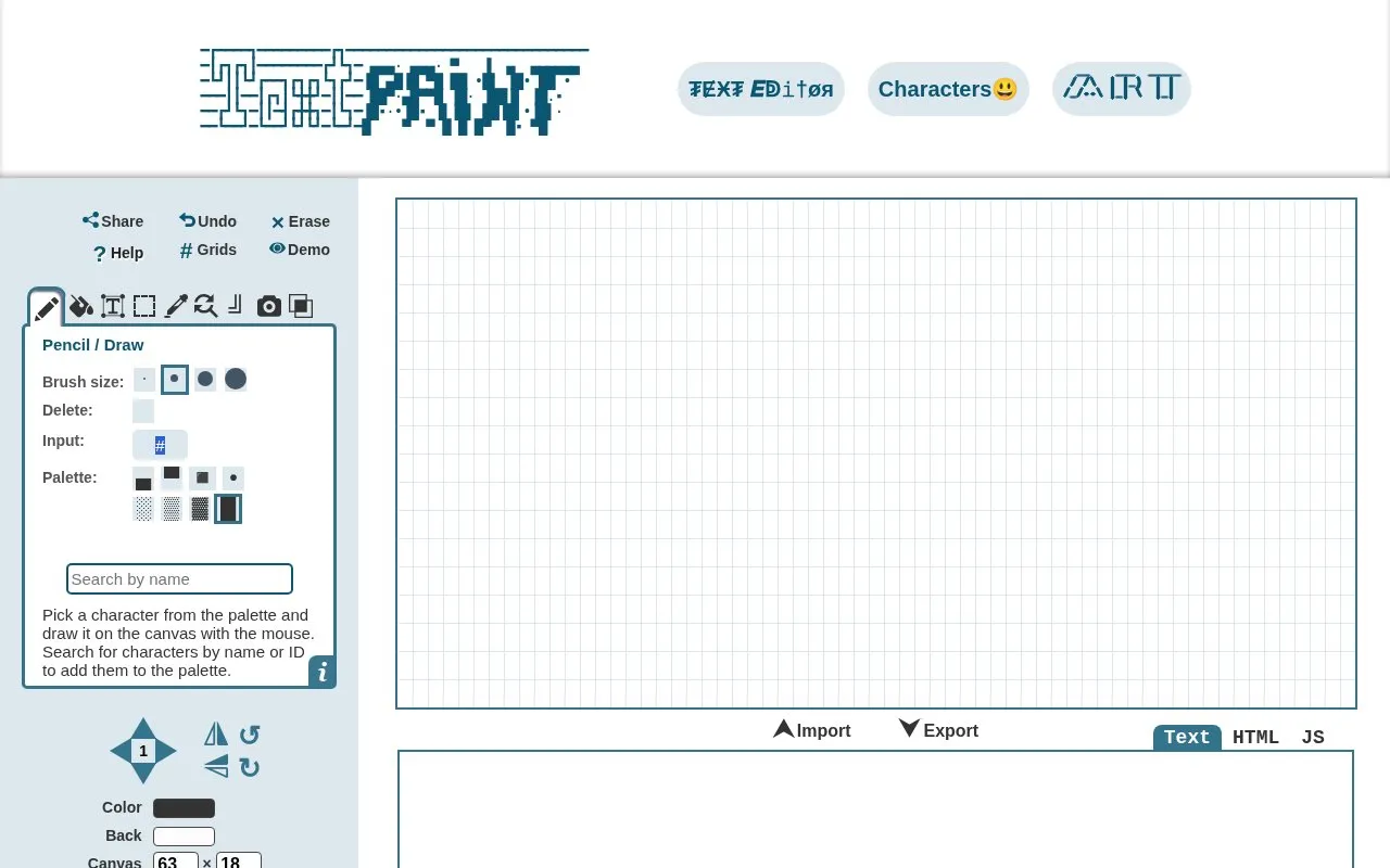 TextPaint homepage screenshot