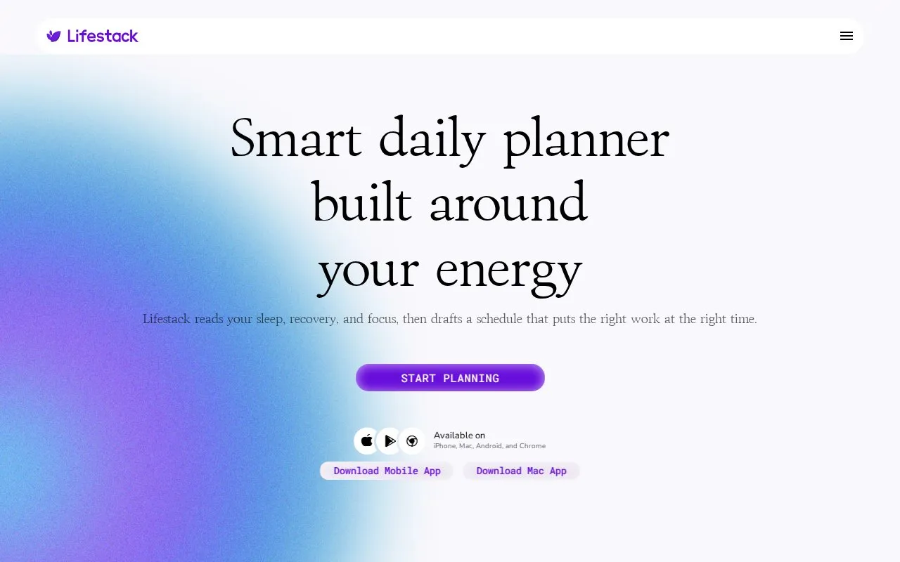 Lifestack homepage screenshot
