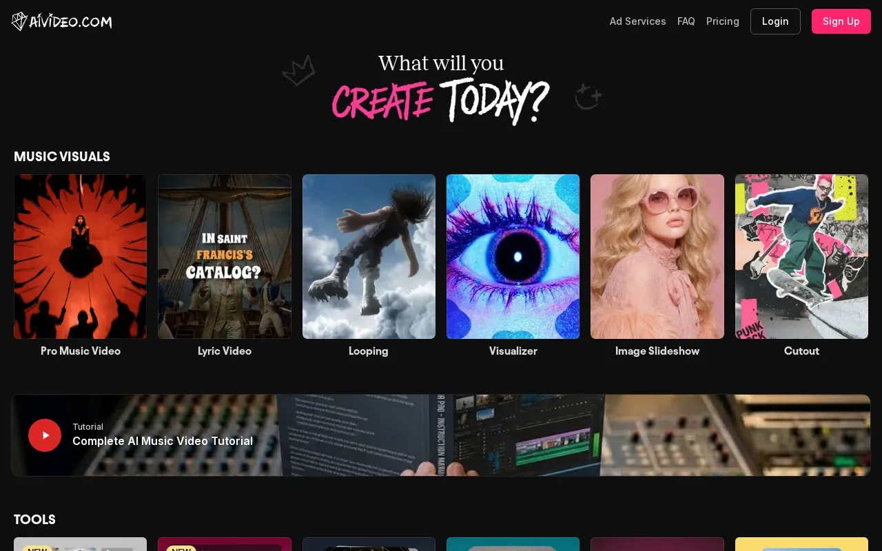 AIVideo homepage screenshot