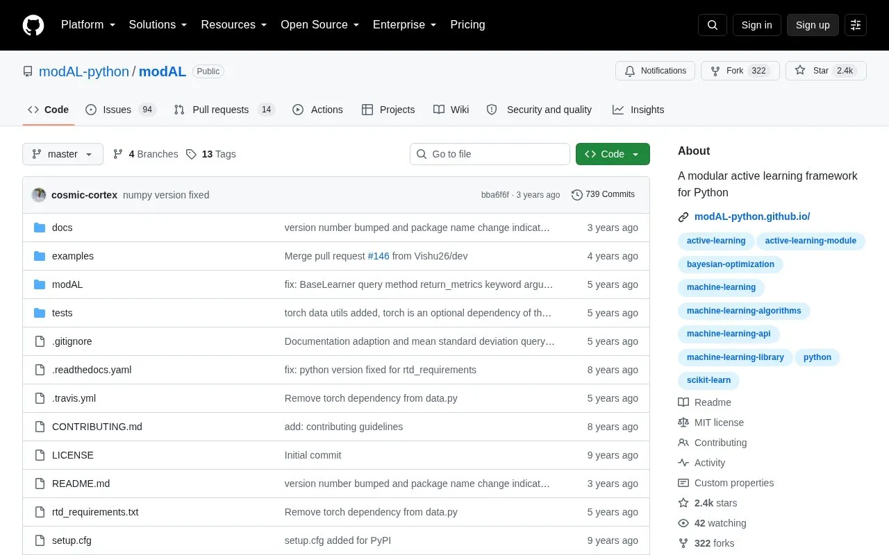 modAL homepage screenshot