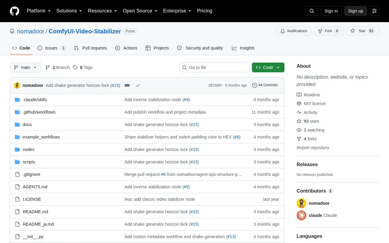 ComfyUI-Video-Stabilizer homepage screenshot