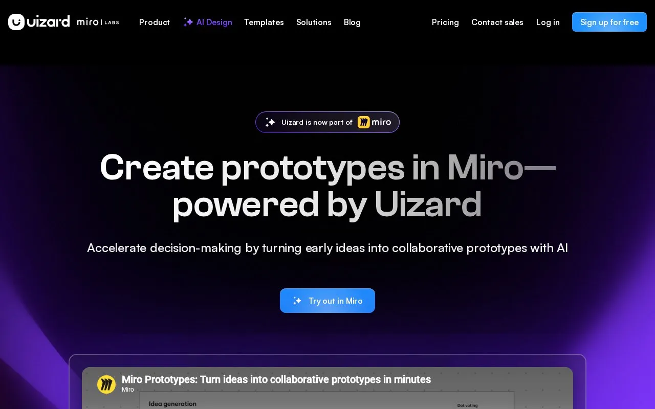 Uizard homepage screenshot