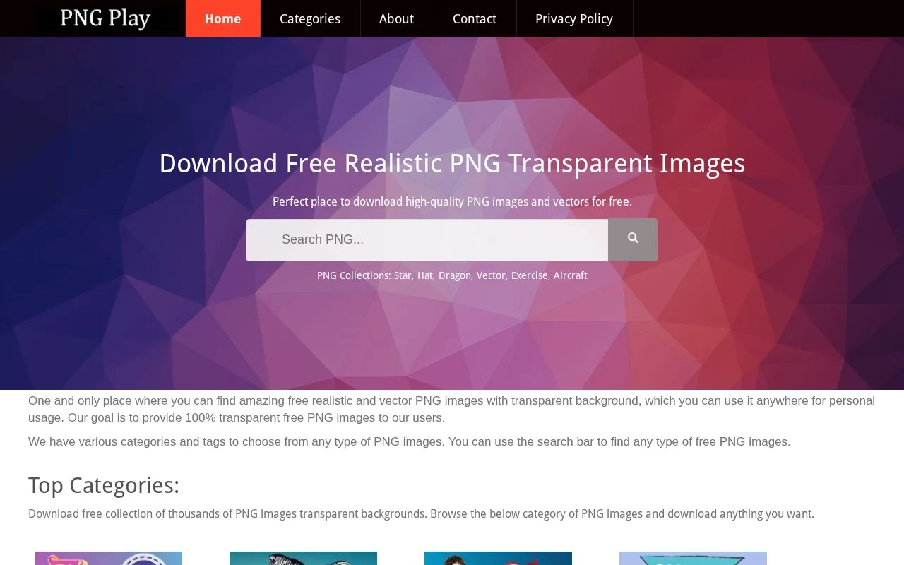 pngplay homepage screenshot
