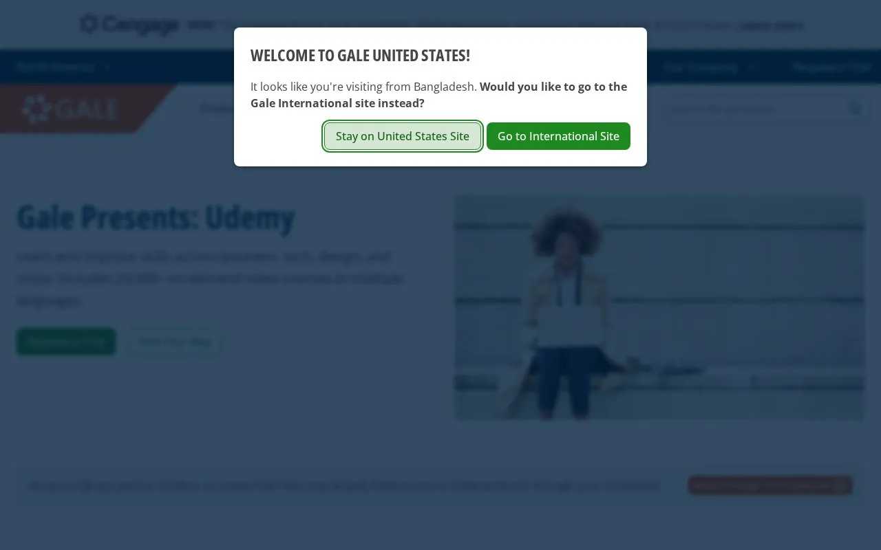 Gale Presents: Udemy homepage screenshot